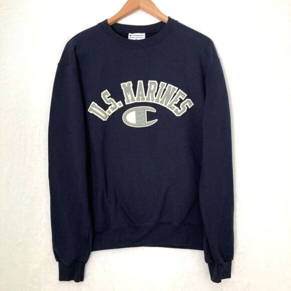Vtg Champion US Marines Sweatshirt Men M USMC Crewneck‎ Patch Pullover Sweater